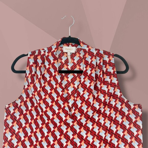 Pattern Tank Laundry by Shelli Segal M Blue White Floral - Picture 3 of 4